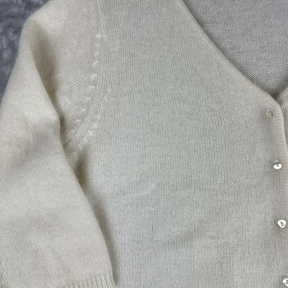 Venezia Jeans‎ Angora Blend Cardigan Women's 18/20 Ivory White 3/4 Sleeve (0970)